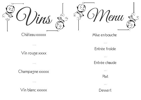 Verso Menu Repas Noel Blanc Elegant à imprimer