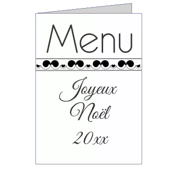 Menu Repas Noel Blanc Elegant à imprimer
