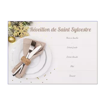 menu nouvel an repas soiree bois blanc fourchette boule 