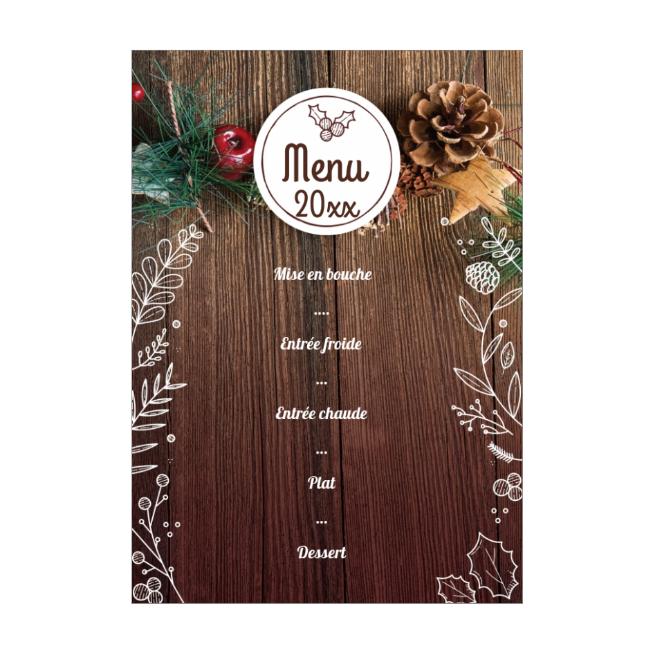 Menu Nouvel An Repas Soiree Bois gratuit à imprimer (carte 2625)