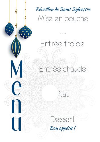 Menu Nouvel An Repas Soiree gratuit à imprimer