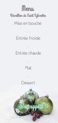 Menu Nouvel An Repas Soiree gratuit à imprimer