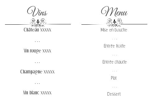 Verso Menu Repas Soiree Anneau Marron à imprimer