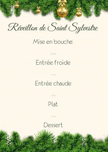 Menu Nouvel An Repas Soiree gratuit à imprimer