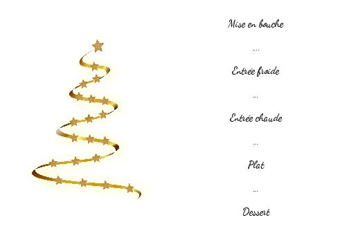 Verso Menu Repas Soiree Anneau Etoile à imprimer