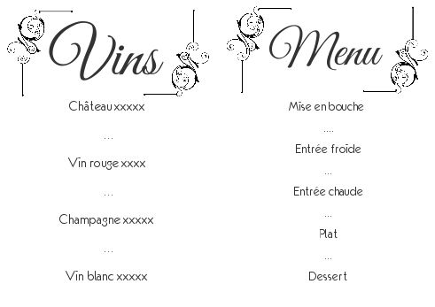 Verso Menu Nouvel An Repas Soiree à imprimer