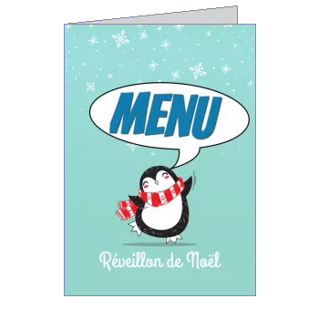 Menu Repas Noel Bleu Neige à imprimer