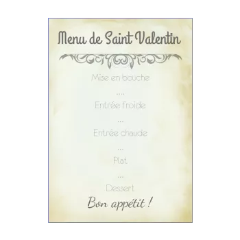 menu saint valentin gris jaune lettre 