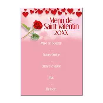 menu saint valentin coeur fleur rose 