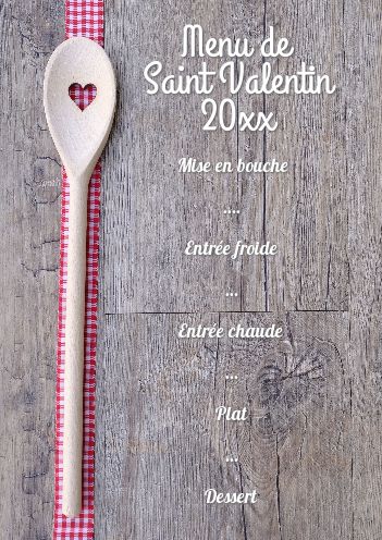 Menu Saint Valentin Bois Fourchette gratuit à imprimer