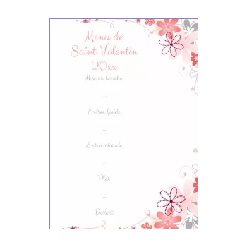 menu saint valentin fleur rose 