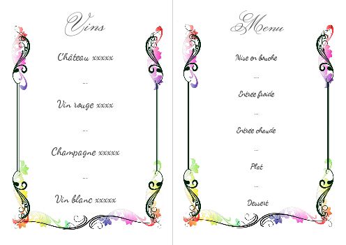 Verso Menu Saint Valentin Coeur Oiseau à imprimer