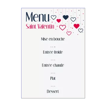 menu saint valentin coeur bleu rouge 
