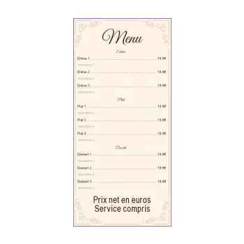 carte menu restaurant doree elegant jaune 