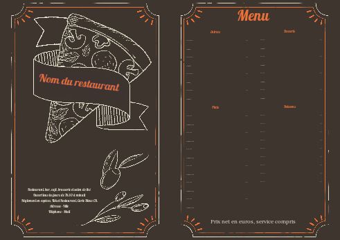 Carte Menu Restaurant Pizza Marron à imprimer