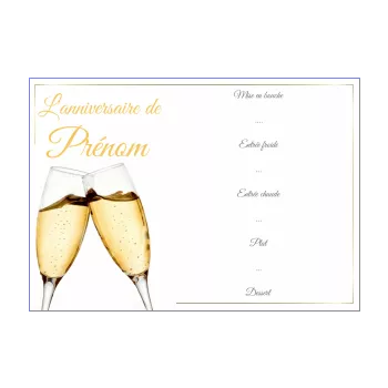 anniversaire menu champagne 