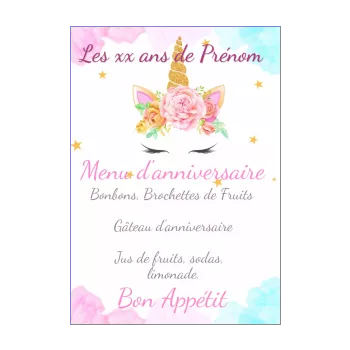 Menu D Anniversaire A Imprimer Gratuit