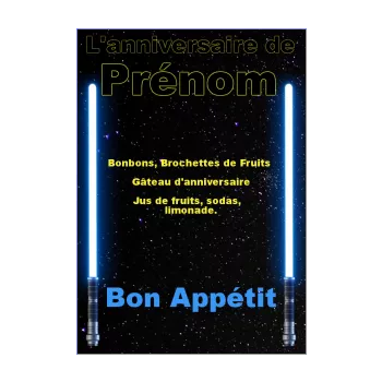 anniversaire menu epee laser etoile noir 