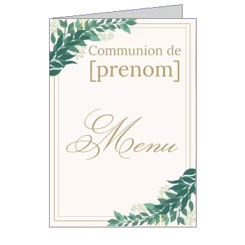 Menu Communion Arbre Marron Vert à imprimer