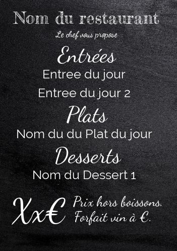 Carte Menu Restaurant Ardoise Noir gratuit à imprimer