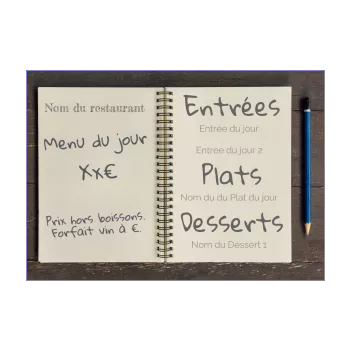 carte cahier menu restaurant crayon bois gris 