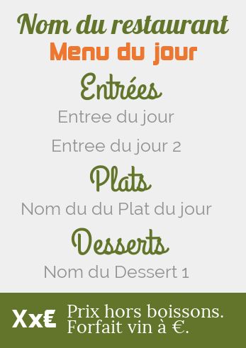 Carte Menu Restaurant Gris Orange à imprimer