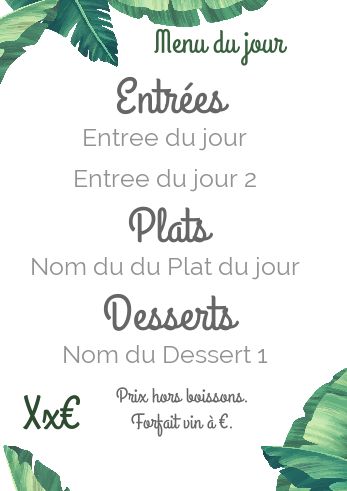 Carte Menu Restaurant Feuille Fleur à imprimer