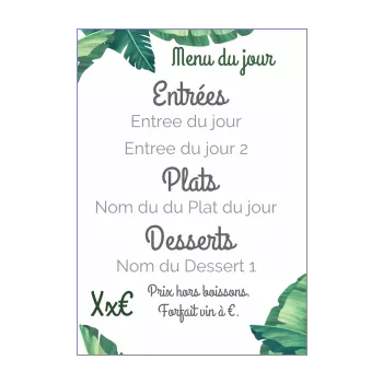 carte menu restaurant feuille fleur vert 