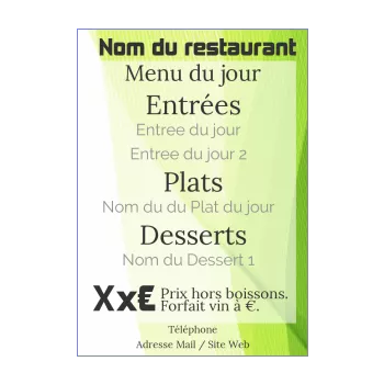 carte menu restaurant abstrait vert 