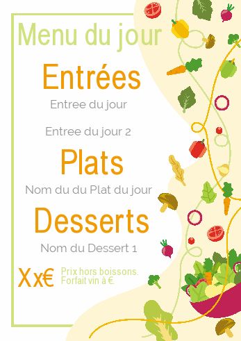 Carte Menu Restaurant Orange Vert à imprimer