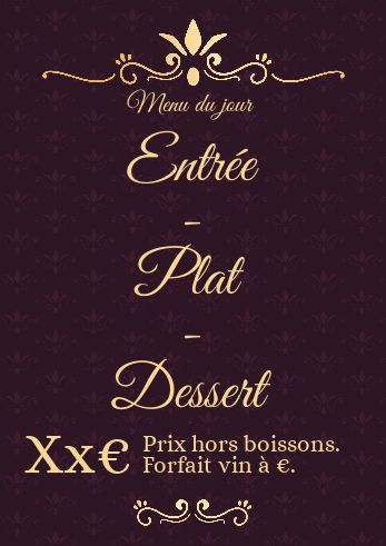 Carte Menu Restaurant Elegant Mauve à imprimer