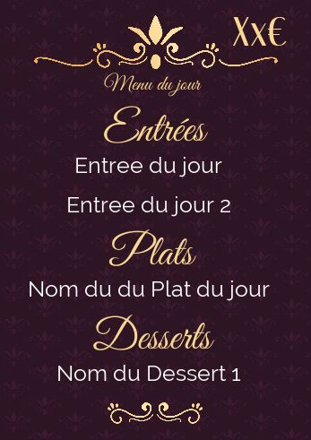 Carte Menu Restaurant Elegant Mauve à imprimer