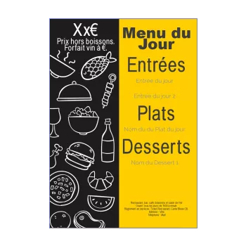 carte menu restaurant jaune noir 