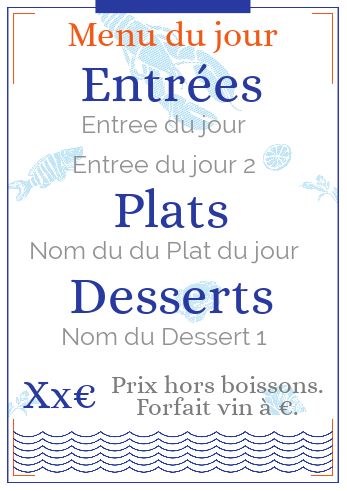 Carte Menu Restaurant Bleu Orange à imprimer