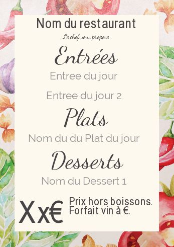 Carte Menu Restaurant Legume Pastel à imprimer