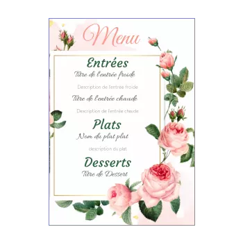 menu mariage fleur rose 