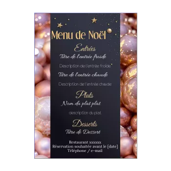 menu restaurant repas noel ardoise boule etoile noir 