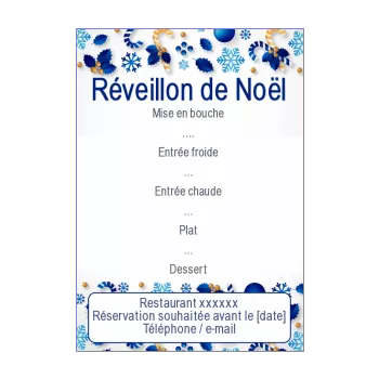 menu repas noel bleu dessin etoile 