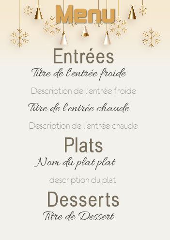 Menu Repas Noel Doree Etoile gratuit à imprimer