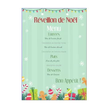 menu cadeau repas noel boule dessin vert 
