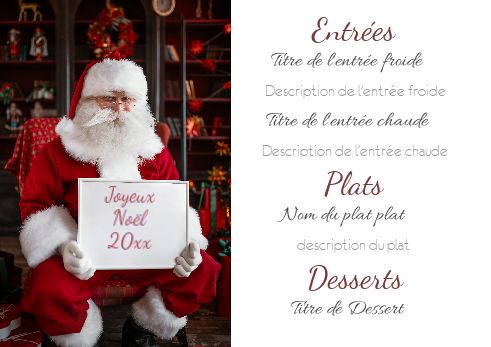 Menu Repas Noel Elegant Pere à imprimer