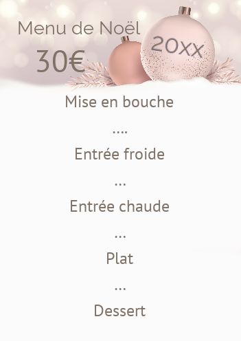 Menu Repas Noel Pastel Boule gratuit à imprimer