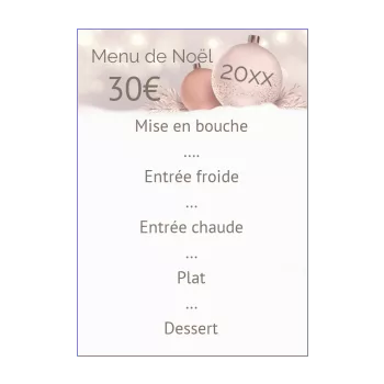 menu repas noel pastel boule rose 