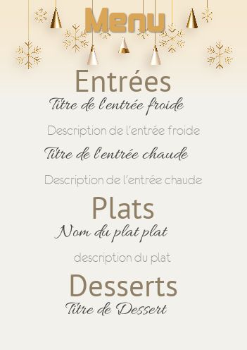 Menu Nouvel An Repas Soiree gratuit à imprimer