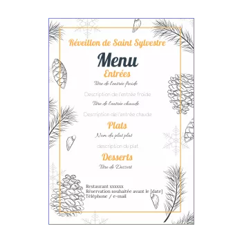 menu nouvel an repas soiree dessin gris sapin 