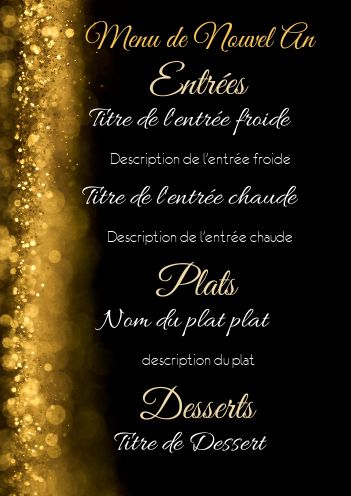 Menu Nouvel An Repas Soiree gratuit à imprimer