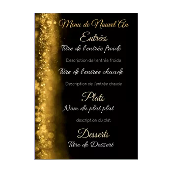 menu nouvel an repas soiree doree etoile noir 