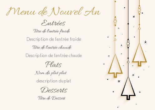 Menu Nouvel An Repas Soiree gratuit à imprimer
