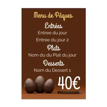 menu restaurant paques chocolat marron oeuf 