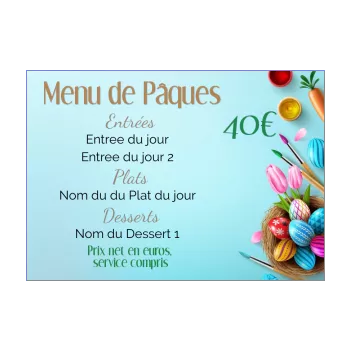 menu restaurant paques bleu oeuf 